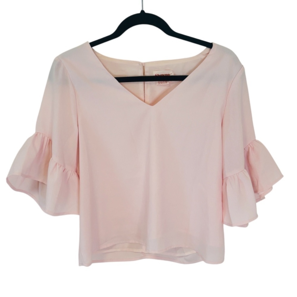 ShowPo Pink pastel Flounce sleeve Blouse SZ 6 - Picture 3 of 10